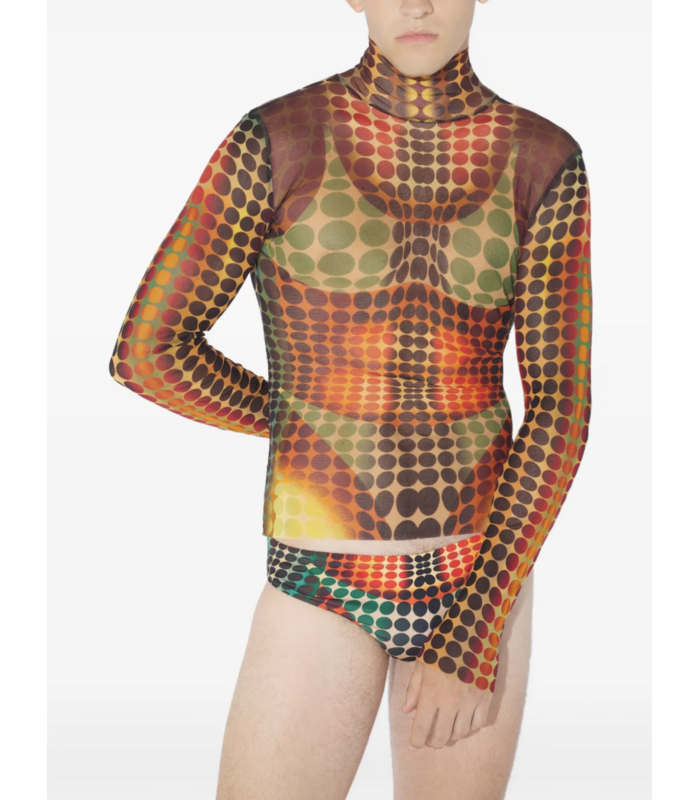 RE-EDITION HIGH NECK WITH LONG SLEEVES ORANGE/BLUE/BROWN