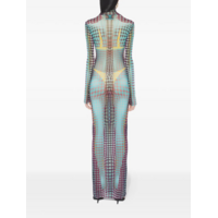 RE-EDITION LONG DRESS HIGH NECK WITH LONG SLEEVES BLUE/PURPLE/YELLOW