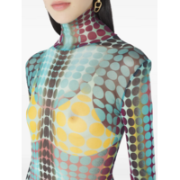 RE-EDITION LONG DRESS HIGH NECK WITH LONG SLEEVES BLUE/PURPLE/YELLOW