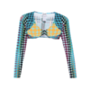 JEAN-PAUL GAULTIER RE-EDITION CROPPED-TOP U NECK WITH LONG SLEEVES BLUE/PURPLE/YELLOW