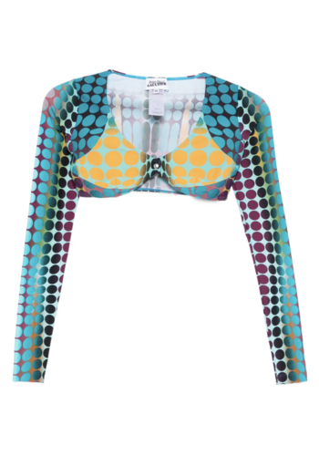 JEAN-PAUL GAULTIER re-edition cropped-top u neck ls blue