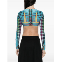 RE-EDITION CROPPED-TOP U NECK WITH LONG SLEEVES BLUE/PURPLE/YELLOW