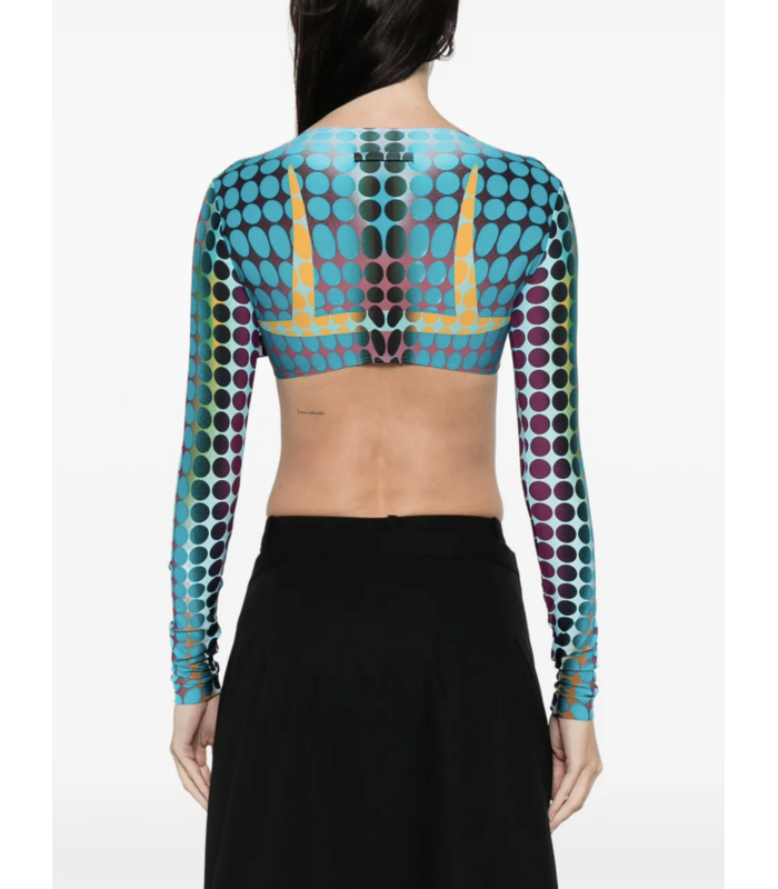 RE-EDITION CROPPED-TOP U NECK WITH LONG SLEEVES BLUE/PURPLE/YELLOW