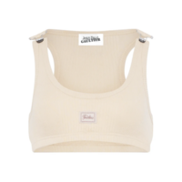 COTTON RIBBED BRA WITH GAULTIER PATCH AND OVERALL BUCKLES NUDE