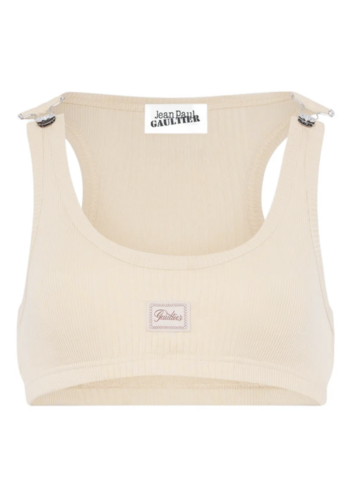 JEAN-PAUL GAULTIER cotton ribbed bra with gaultier patch
