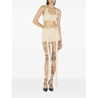 COTTON RIBBED BRA WITH GAULTIER PATCH AND OVERALL BUCKLES NUDE