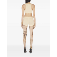 COTTON RIBBED BRA WITH GAULTIER PATCH AND OVERALL BUCKLES NUDE