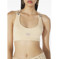 COTTON RIBBED BRA WITH GAULTIER PATCH AND OVERALL BUCKLES NUDE