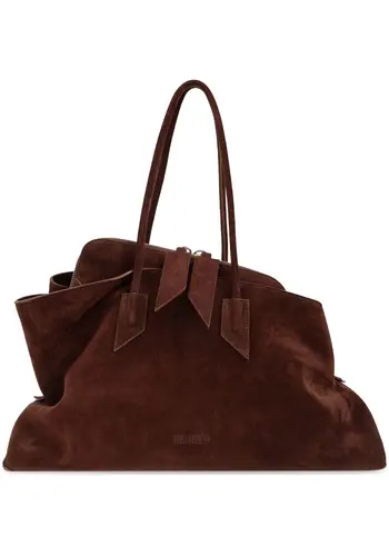 THE ATTICO la passeggiata top handle suede light chocolate