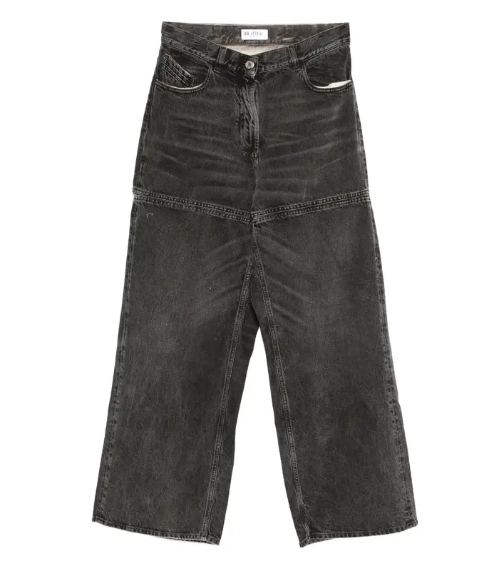 JEANS OVERDYED TREATED COTTON BLACK/WHITE