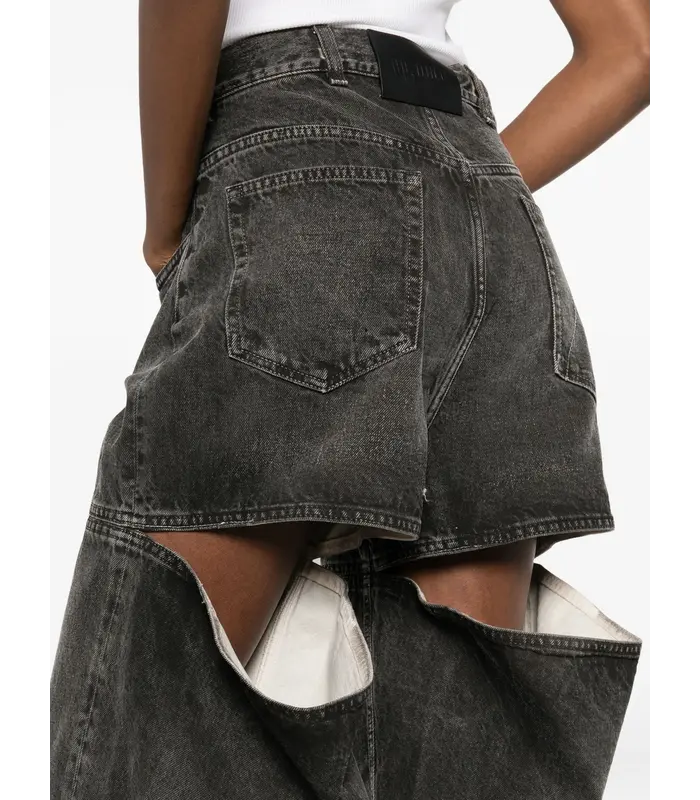 JEANS OVERDYED TREATED COTTON BLACK/WHITE