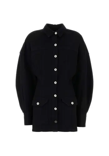 THE ATTICO mini dress washed denim stretch black