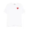 COMME DES GARCONS PLAY T-SHIRT RHINESTONE EMBLEM RHINESTONE HEART WHITE/RED