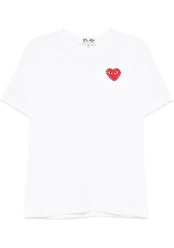 COMME DES GARCONS PLAY t-shirt rhinestone emblem rhinestone heart white/red