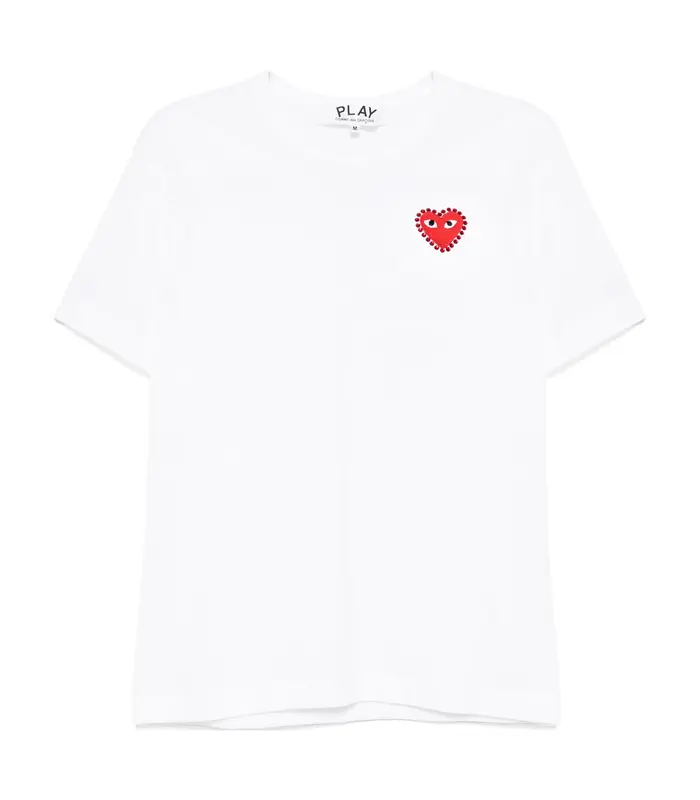 T-SHIRT RHINESTONE EMBLEM RHINESTONE HEART WHITE/RED