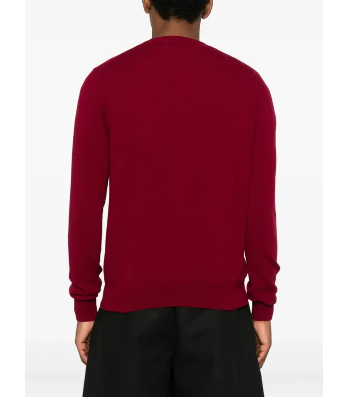 ROUND-NECK CARDIGAN RHINESTONE HEART BURGUNDY