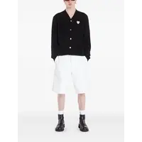 V-NECK CARDIGAN WHITE EMBLEM BLACK