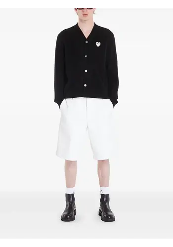 COMME DES GARCONS PLAY v-neck cardigan white emblem black