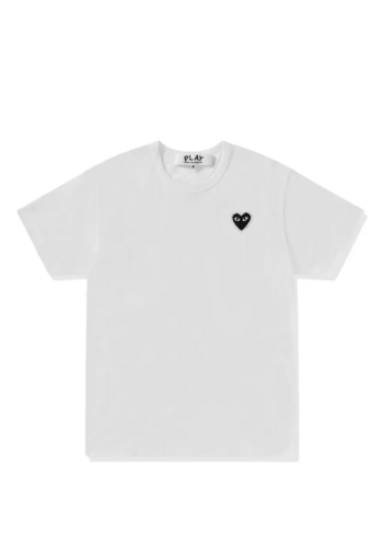 COMME DES GARCONS PLAY t-shirt rhinestone emblem heart white/black