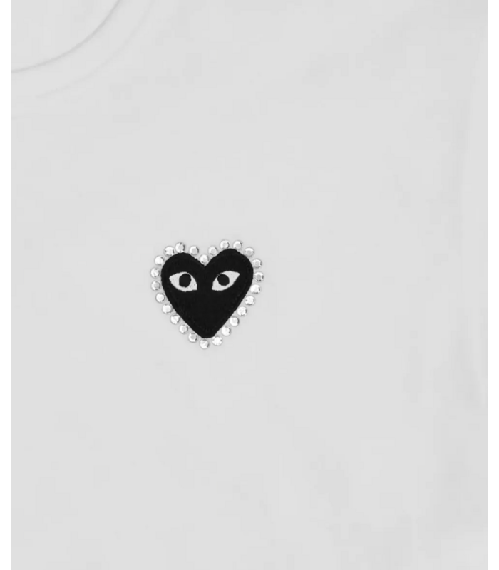 t-shirt rhinestone emblem heart white/black