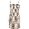 MISBHV MONOGRAM SPAGHETTI MINI DRESS BEIGE