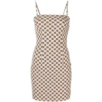 MONOGRAM SPAGHETTI MINI DRESS BEIGE