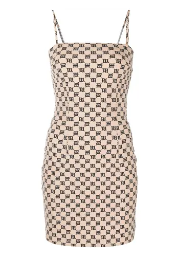 MISBHV monogram spaghetti mini dress beige