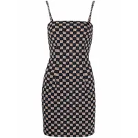 MONOGRAM SPAGHETTI MINI DRESS BLACK