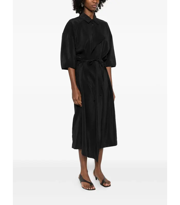 ASYMMETRICAL SHIRT DRESS BLACK