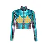 JEAN-PAUL GAULTIER RE-EDITION TOP HIGH NECK WITH LONG SLEEVES BLUE/PURPLE/YELLOW