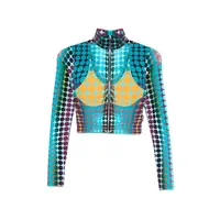 RE-EDITION TOP HIGH NECK WITH LONG SLEEVES BLUE/PURPLE/YELLOW