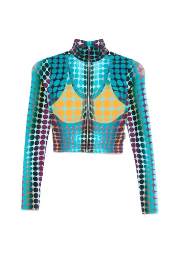 JEAN-PAUL GAULTIER re-edition top high neck with long sleeves blue/purple/yellow