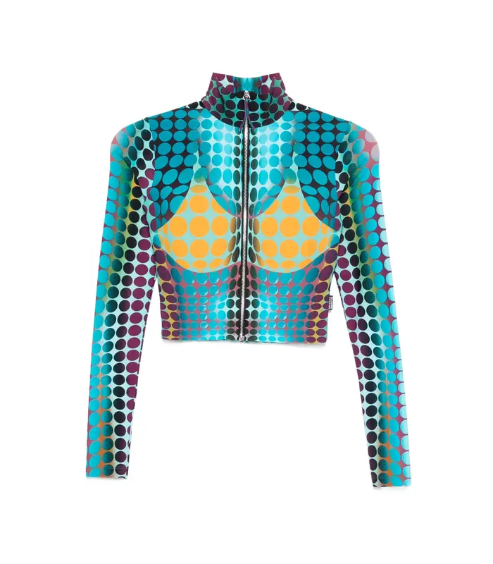 RE-EDITION TOP HIGH NECK WITH LONG SLEEVES BLUE/PURPLE/YELLOW