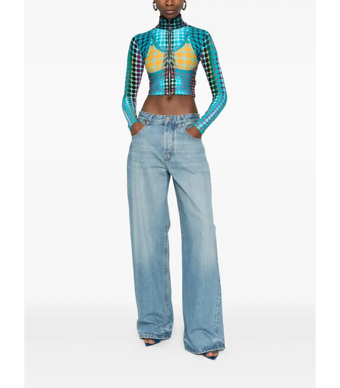 RE-EDITION TOP HIGH NECK WITH LONG SLEEVES BLUE/PURPLE/YELLOW