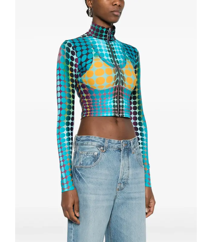 RE-EDITION TOP HIGH NECK WITH LONG SLEEVES BLUE/PURPLE/YELLOW