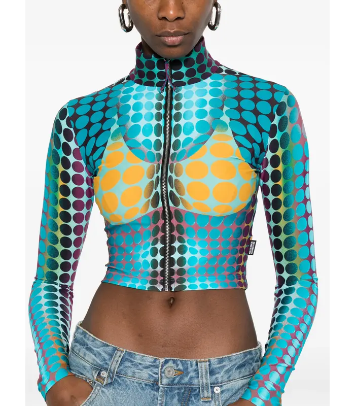 RE-EDITION TOP HIGH NECK WITH LONG SLEEVES BLUE/PURPLE/YELLOW