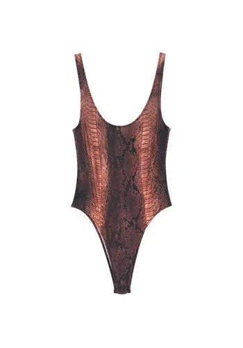 JEAN-PAUL GAULTIER swimsuit printed python brown/black