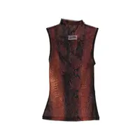 MESH HIGH NECK TANK TOP PRINTED PYTHON BROWN/BLACK
