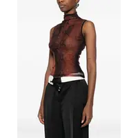 MESH HIGH NECK TANK TOP PRINTED PYTHON BROWN/BLACK