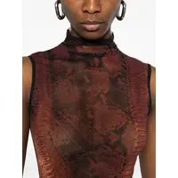 MESH HIGH NECK TANK TOP PRINTED PYTHON BROWN/BLACK