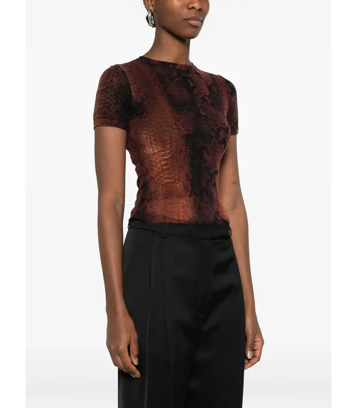 MESH BABY TEE PRINTED PYTHON BROWN/BLACK