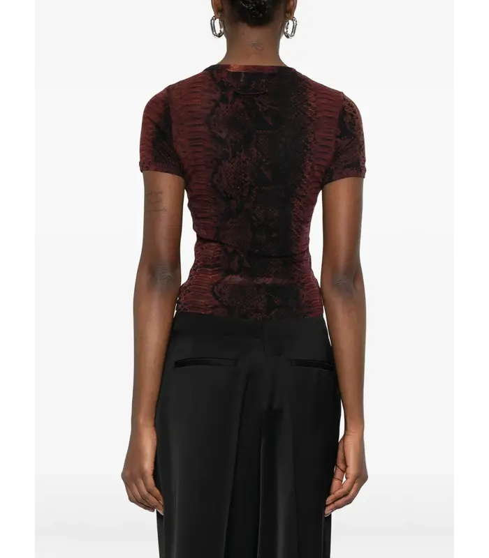 MESH BABY TEE PRINTED PYTHON BROWN/BLACK