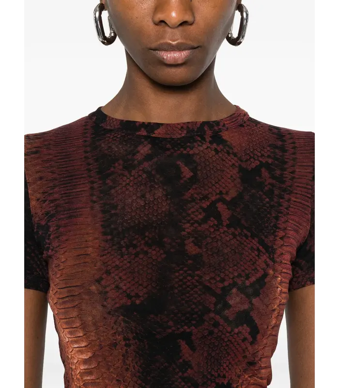 MESH BABY TEE PRINTED PYTHON BROWN/BLACK