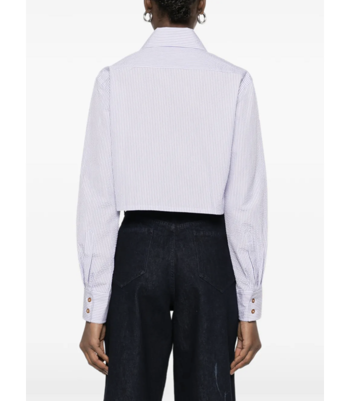 CUT OFF HEART SHIRT WHITE/BLUE STRIPE