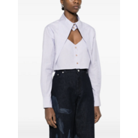 CUT OFF HEART SHIRT WHITE/BLUE STRIPE