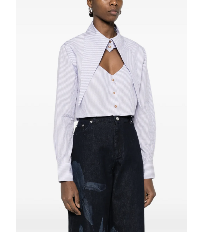 CUT OFF HEART SHIRT WHITE/BLUE STRIPE