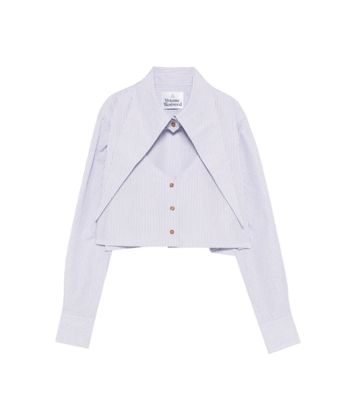 CUT OFF HEART SHIRT WHITE/BLUE STRIPE