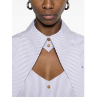 CUT OFF HEART SHIRT WHITE/BLUE STRIPE