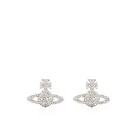 GRACE BAS RELIEF STUD EARRINGS PLATINUM / CRYSTAL