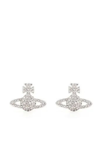 VIVIENNE WESTWOOD grace bas relief stud earrings platinum / crystal